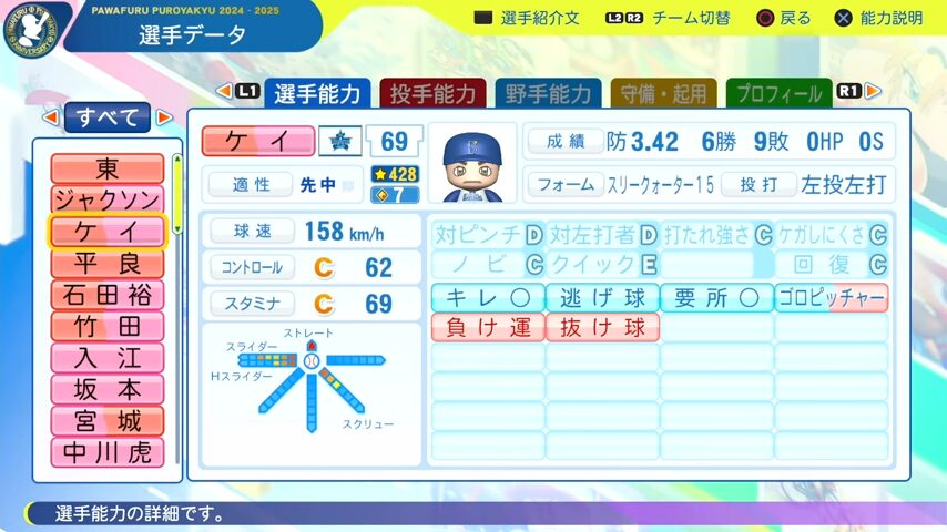 ケイ_横浜DeNAベイスターズ_パワプロ能力データ_2025年決定版