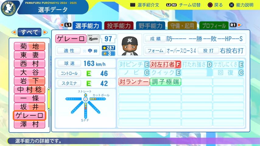 ゲレーロ_千葉ロッテマリーンズ_パワプロ能力データ_2025年決定版