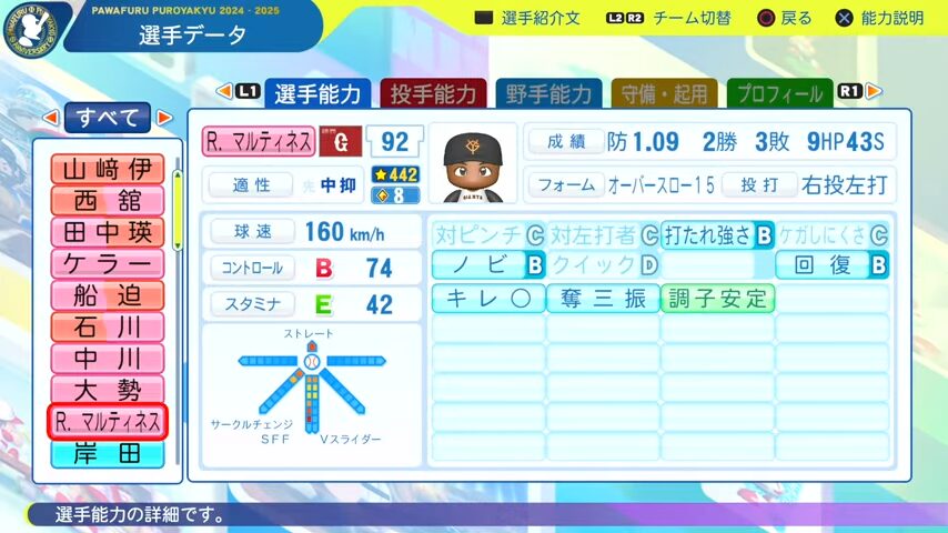 ライデル・マルティネス_巨人_パワプロ能力データ_2025年決定版