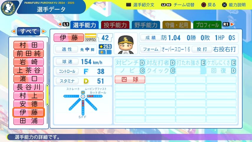 伊藤_ソフトバンクホークス_パワプロ能力データ_2025年決定版