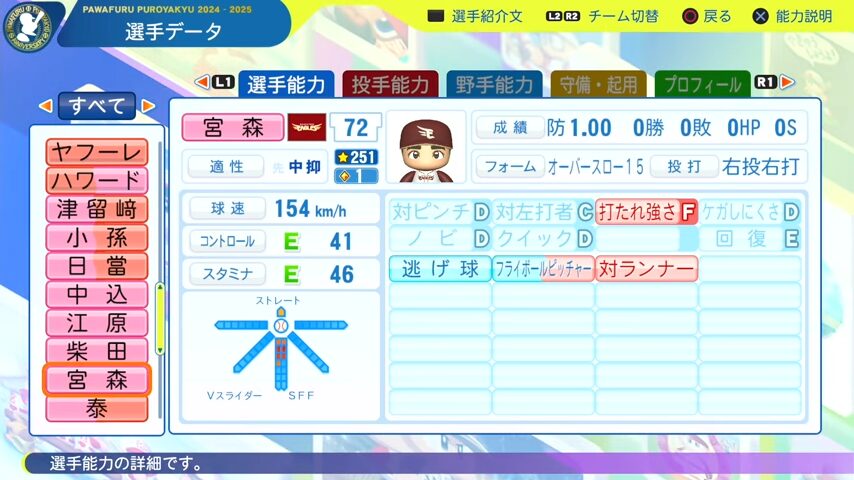 宮森_楽天イーグルス_パワプロ能力データ_2025年決定版