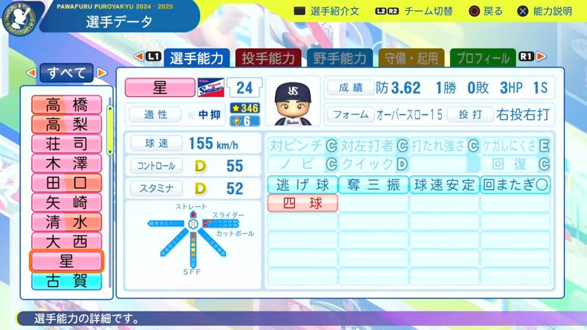 星_ヤクルトスワローズ_パワプロ能力データ_2025年決定版