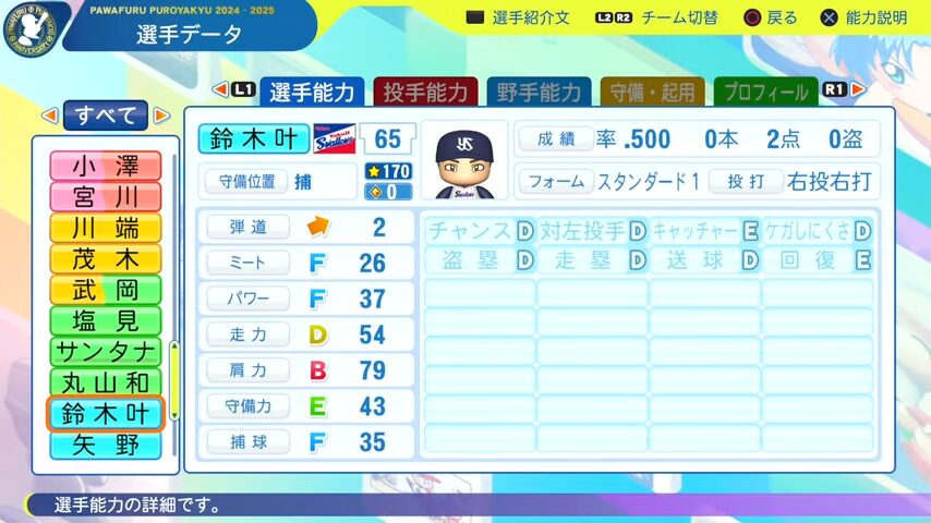 鈴木叶_ヤクルトスワローズ_パワプロ能力データ_2025年決定版