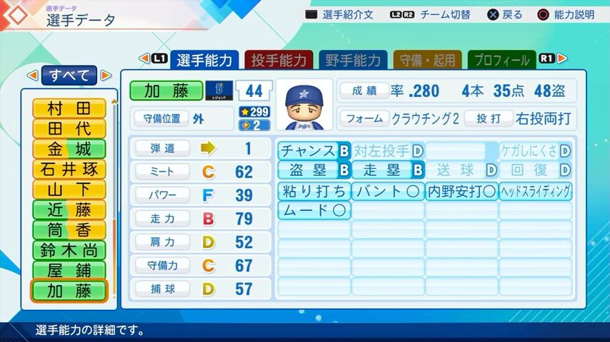 加藤のパワプロ能力データ2026年版横浜DeNAベイスターズレジェンドOB