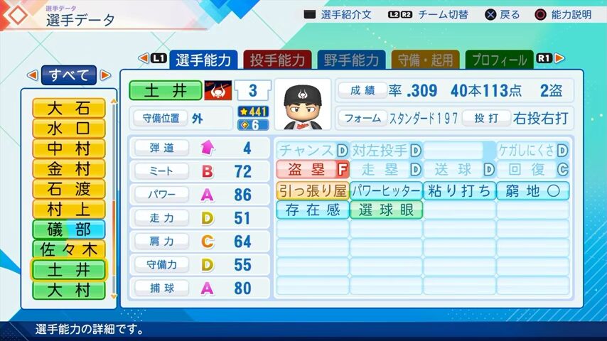 土井のパワプロ能力データ2026年版近鉄バファローズレジェンドOB