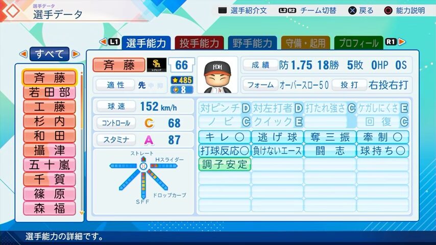 斉藤和巳のパワプロ能力データ2026年版ホークスレジェンドOB