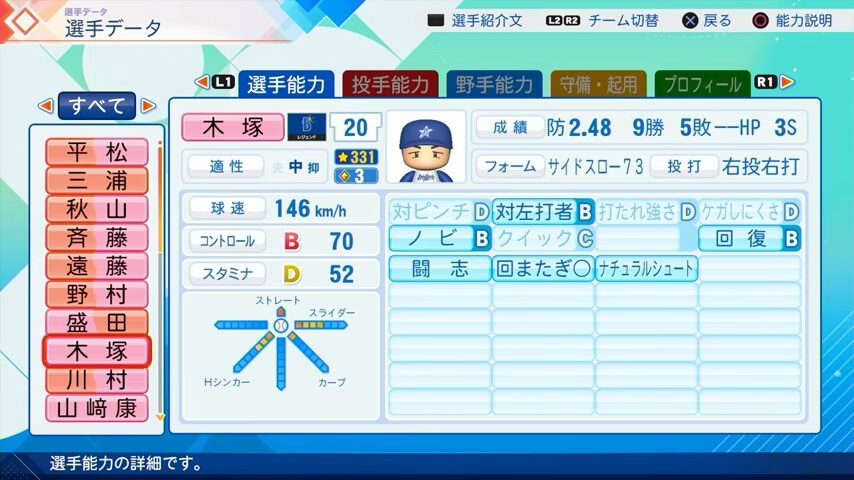 木塚のパワプロ能力データ2026年版横浜DeNAベイスターズレジェンドOB