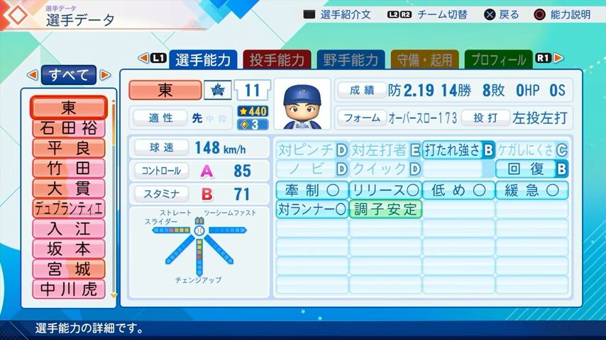 東のパワプロ能力データ（2026年開幕版）・横浜DeNAベイスターズ