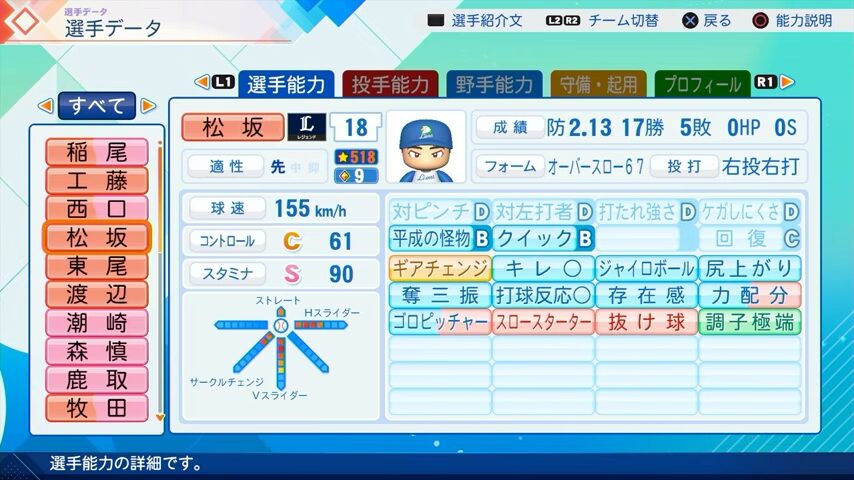 松坂大輔のパワプロ能力データ2026年版西武ライオンズレジェンドOB