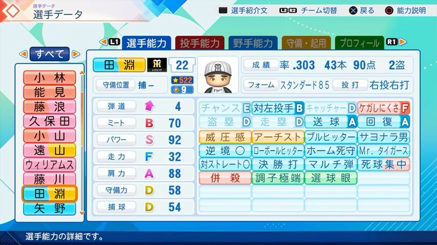 田淵幸一のパワプロ能力データ2026年版阪神タイガースレジェンドOB