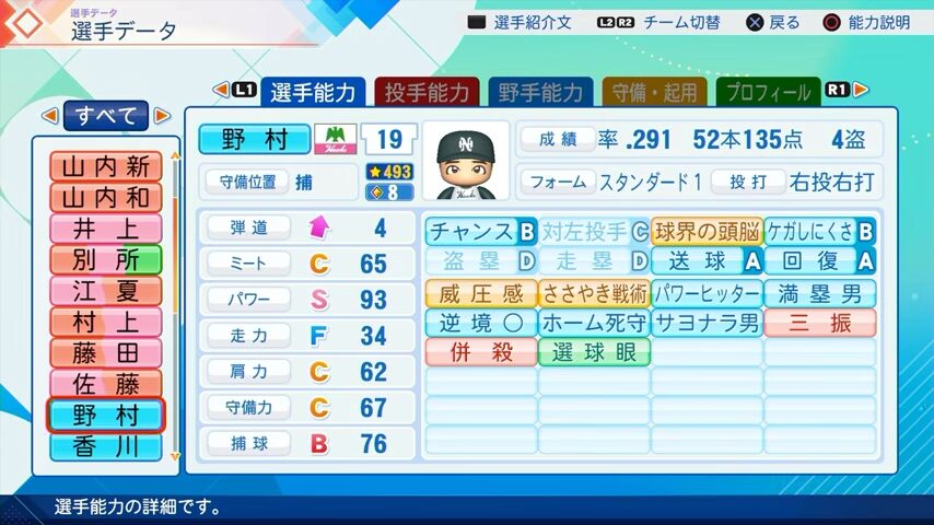 野村克也のパワプロ能力データ2026年版南海ホークスレジェンドOB