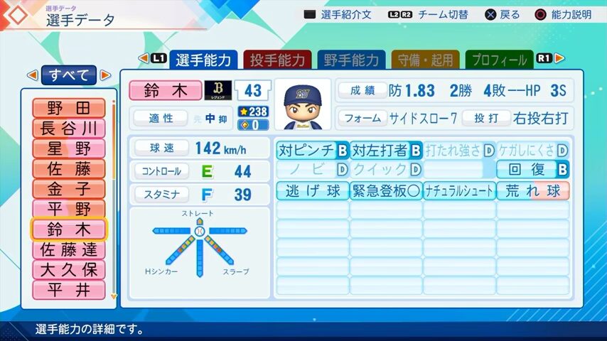 鈴木のパワプロ能力データ2026年版オリックスバファローズレジェンドOB